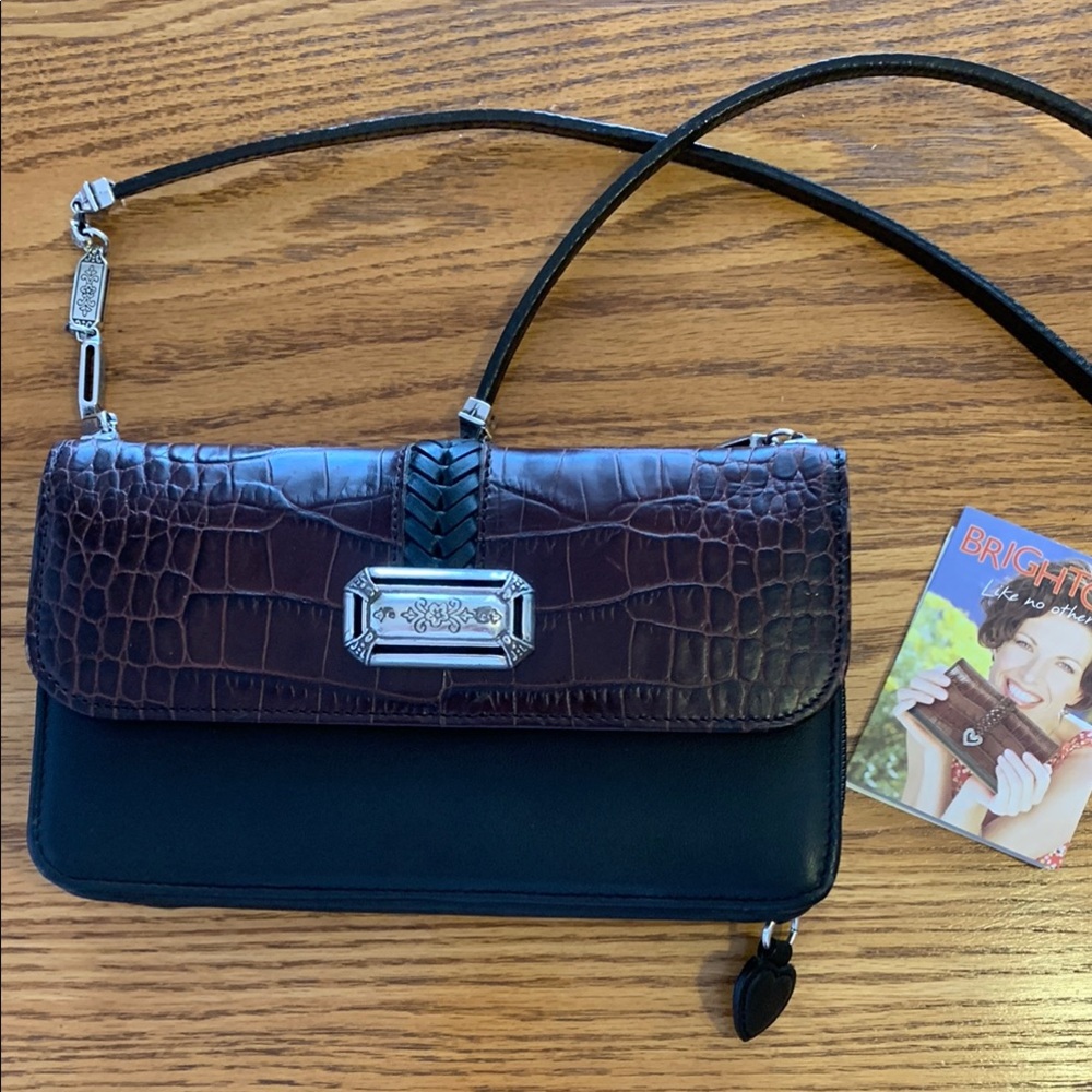 Brighton Brown and Black Clutch with Elegant Texture